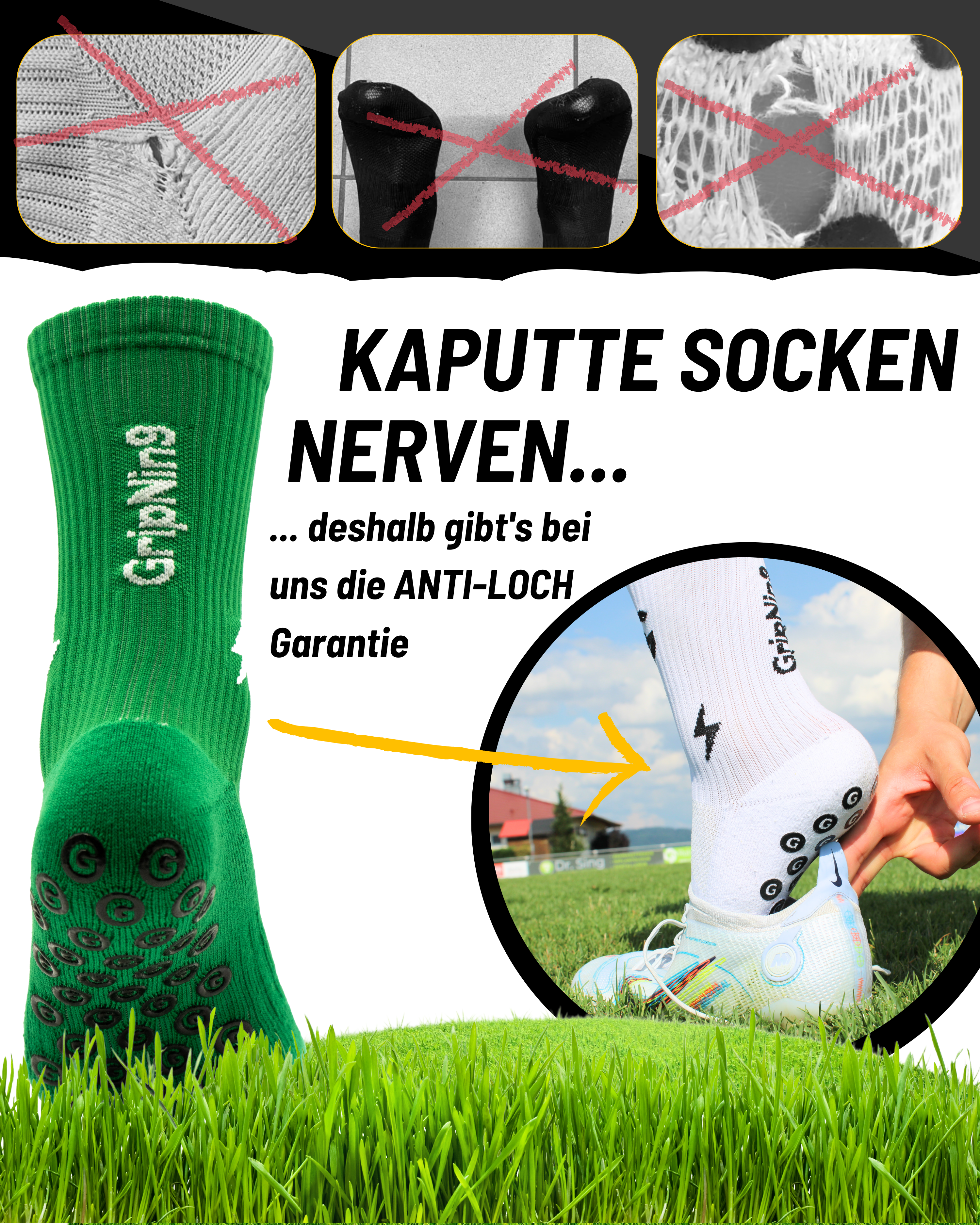 GripNin9 Gripsocken / Sportsocken Grün - GripNin9